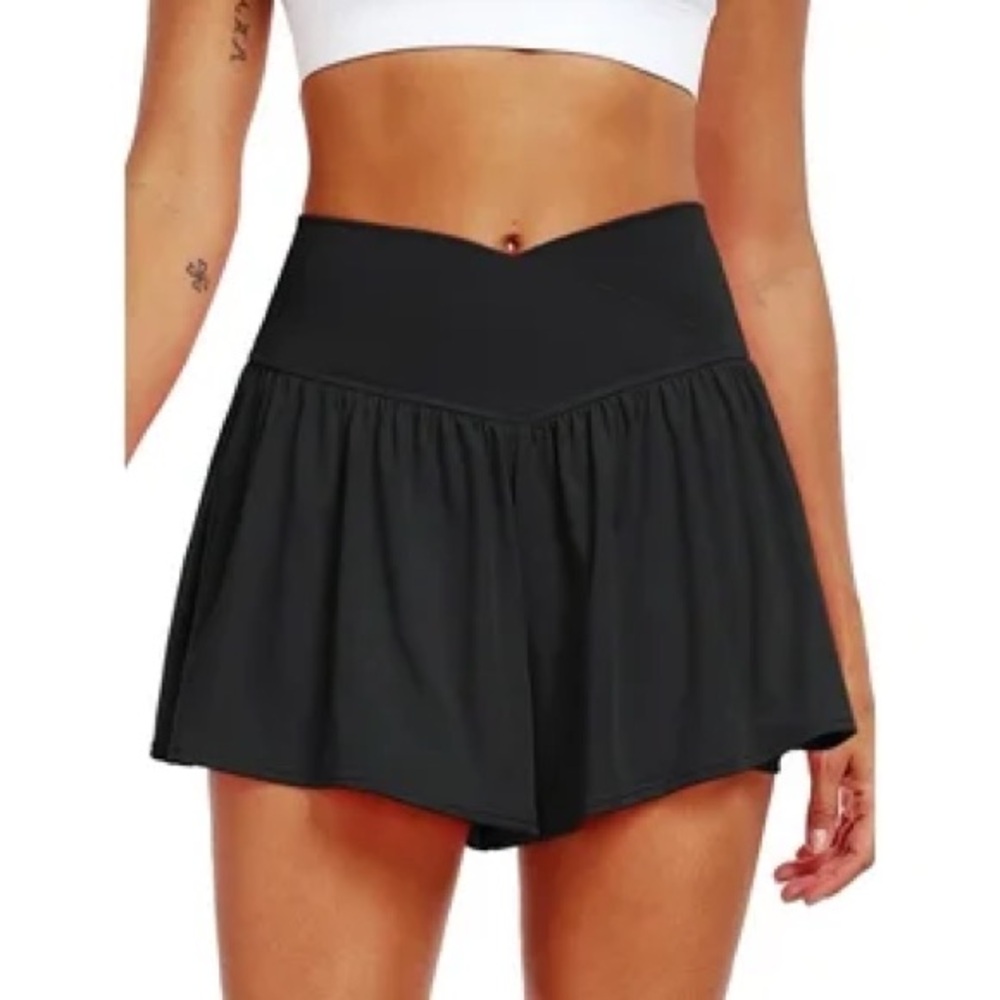 NWOT Athletic Shorts for Women High Waisted Workout Running Shorts Size Large - Picture 2 of 7